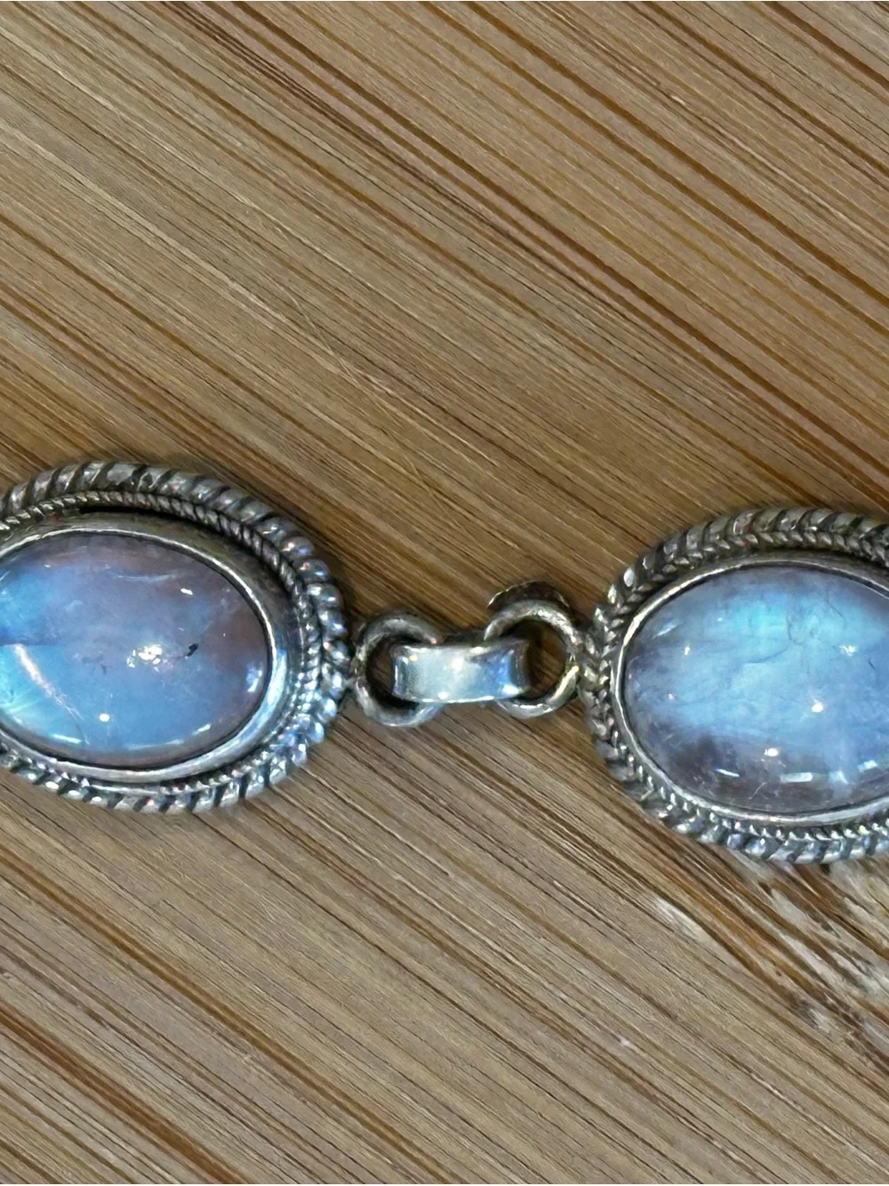 Handmade Rainbow Moonstone Sterling Silver Link Bracelet | Artisan | Gypsy Jewel